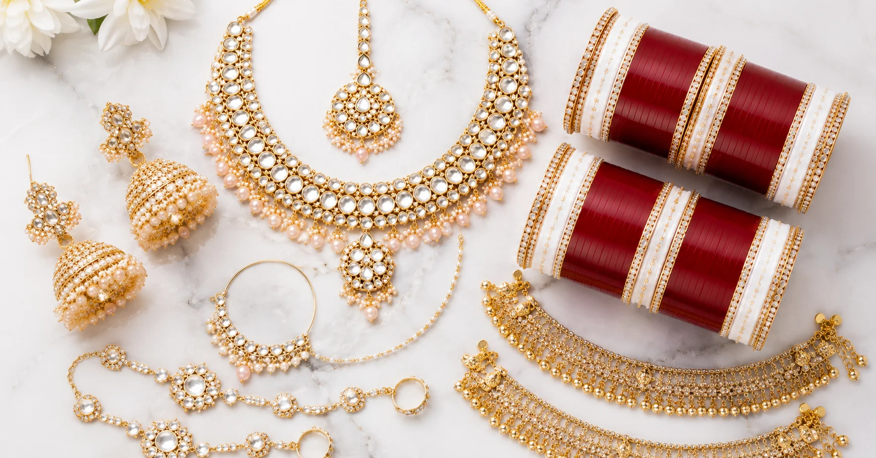 Punjabi Bridal Set — Complete Jewellery Flat Lay