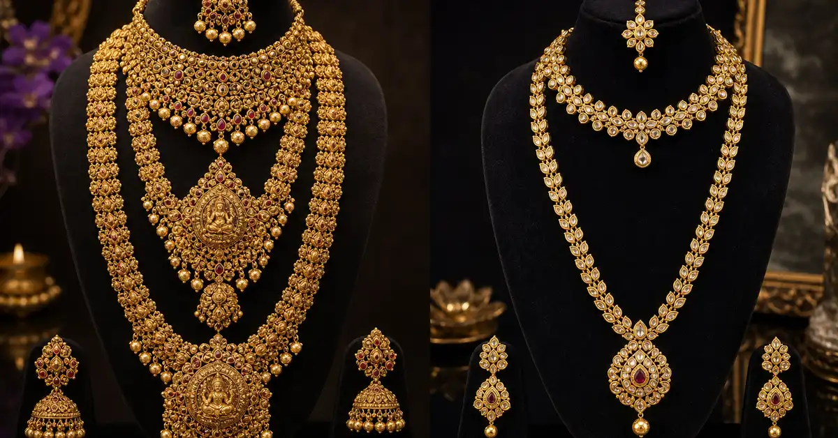 Bridal jewellery styled for ceremony and reception looks