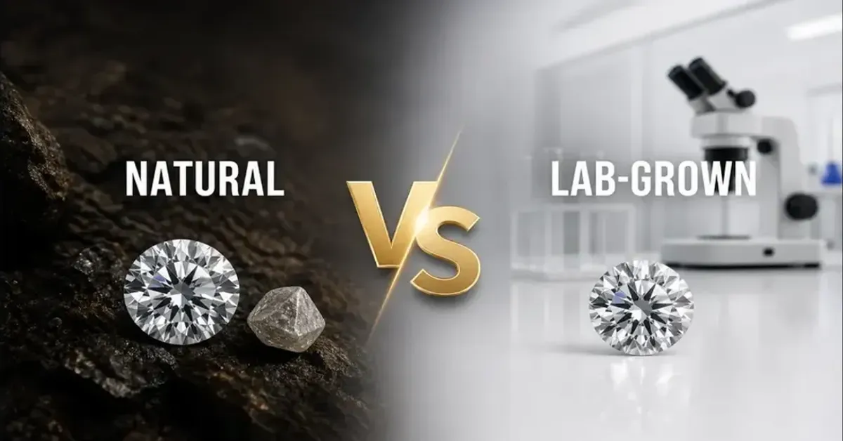 Lab-grown vs natural diamonds VS comparison design