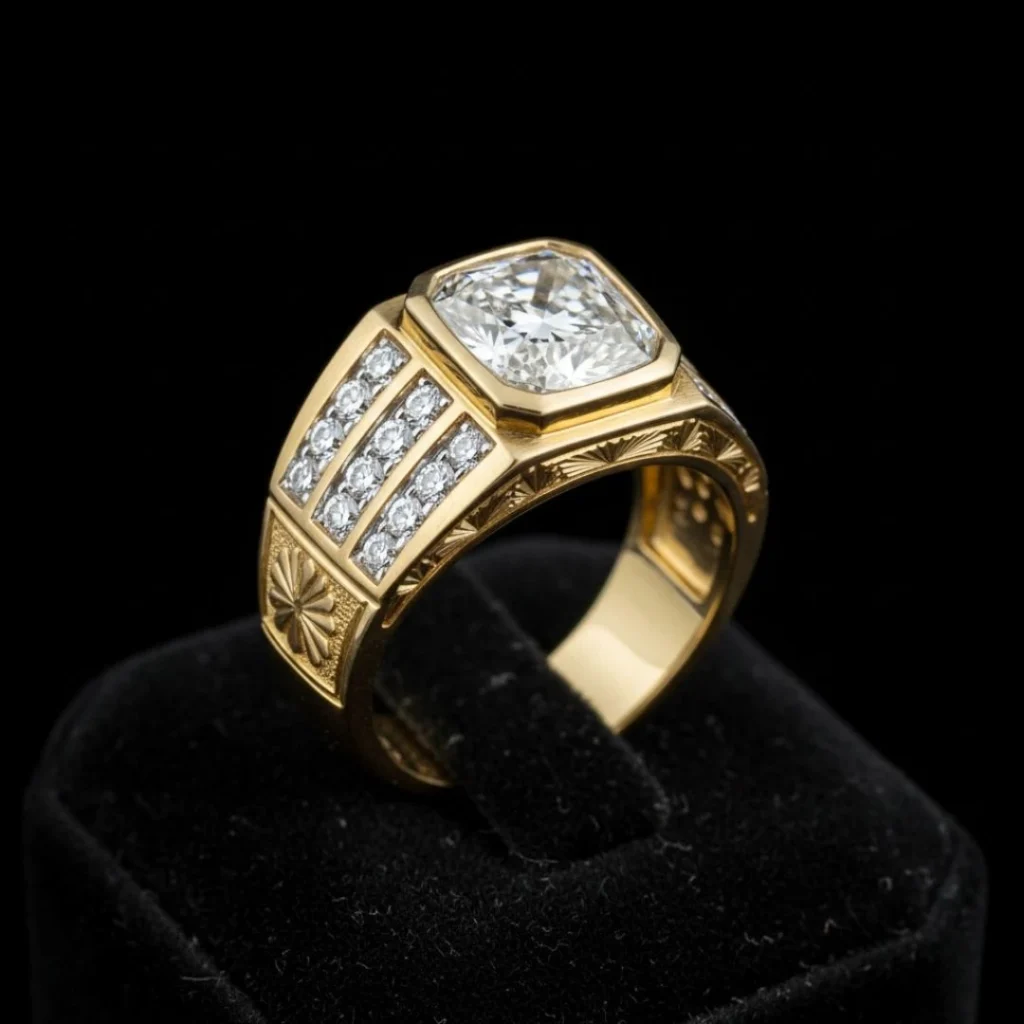 Majestic diamond men’s gold ring luxury statement jewellery